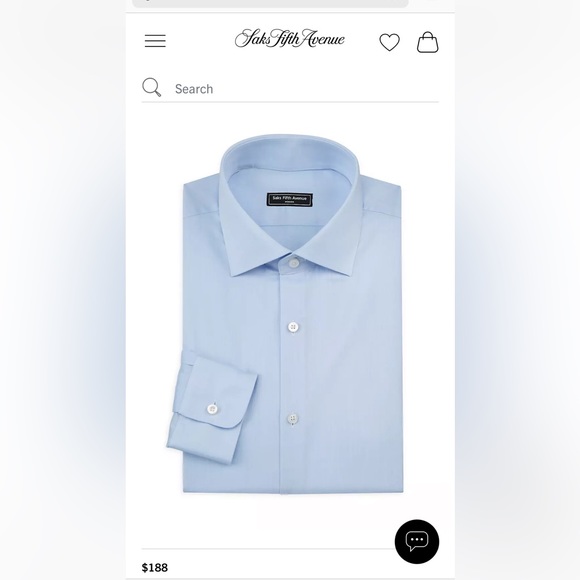 Saks Fifth Avenue Slim Fit Button Down Dress Shirt size 17 36/37 - Picture 1 of 5